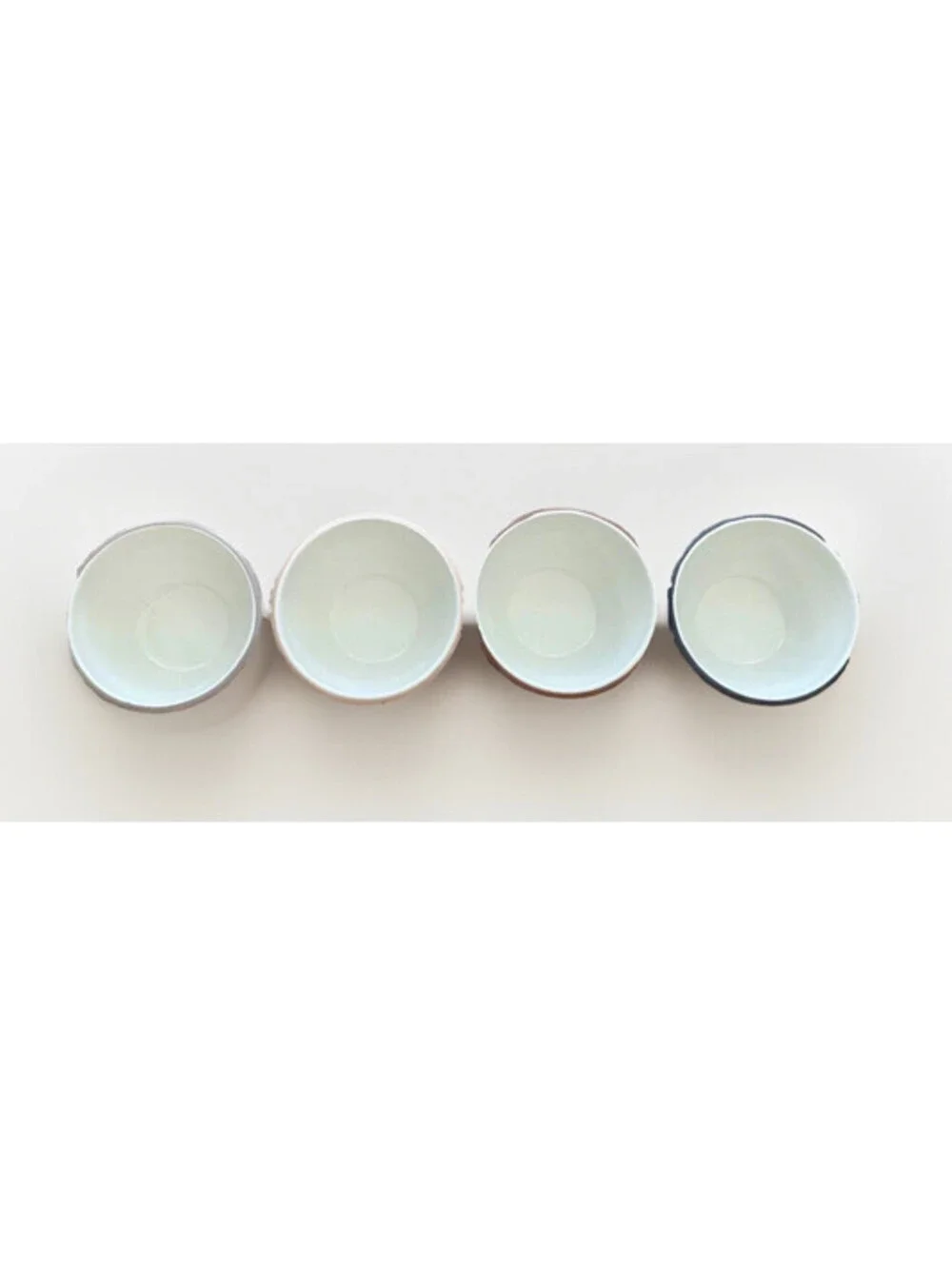 Lot of 4 Hearth & Hand with Magnolia White Porcelain Bowl Set Colored Rims 5 x 2